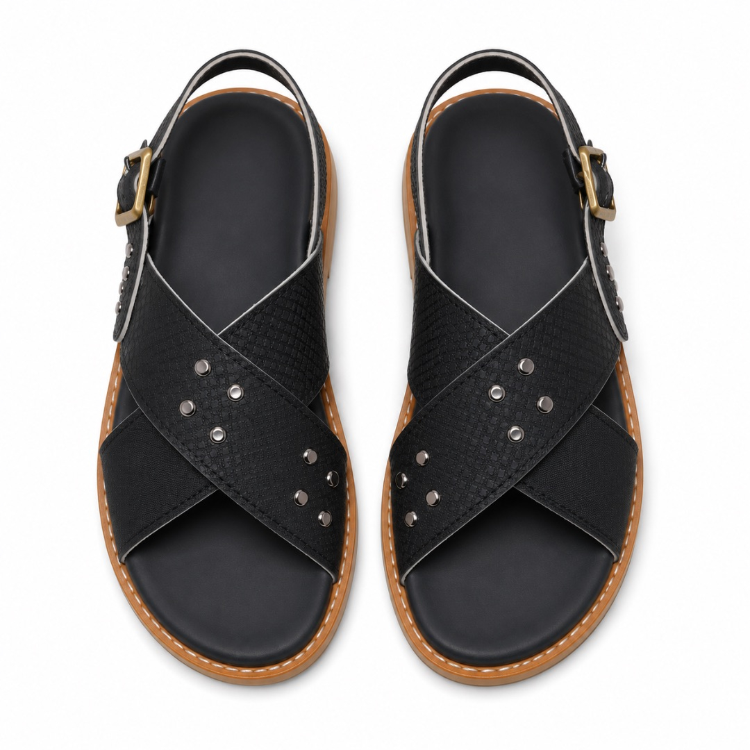 Mens Strap Sandals with Buckle